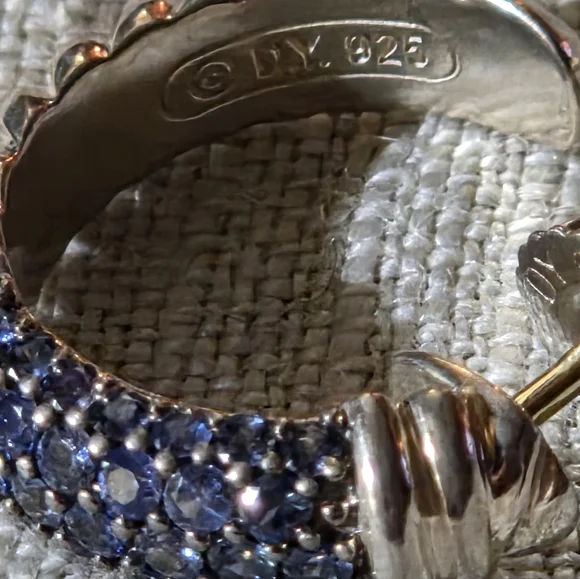 David Yurman Cable Candy Metro Hoop Earrings with Blue Sapphire, SS - Picture 7 of 14